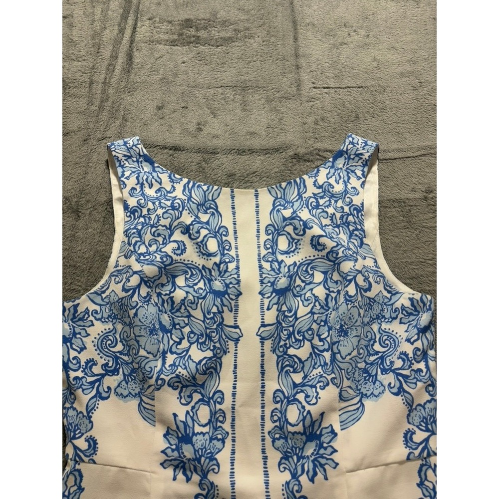 Lilly Pulitzer Dress Womens 12 Blue White Floral Sleeveless A Line Preppy - Picture 5 of 13